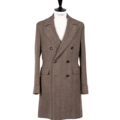 Coat "L'Aristocratico" With Herringbone Pattern In Pure Wool - Handmad