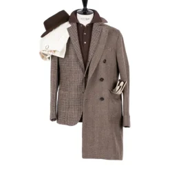 Coat "L'Aristocratico" With Herringbone Pattern In Pure Wool - Handmad