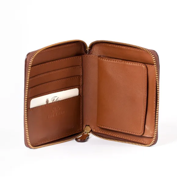 Cognac-Colored Wallet With Zip