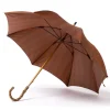 Copper Brown Umbrella "Traveller" With Handle Made Of Bamboo Wood