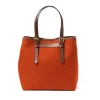 Cotton Canvas And Saddle Leather Bag "New Office Tote" - Handmade