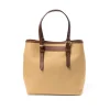 Cotton Canvas And Saddle Leather Bag "New Office Tote" - Handmade