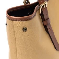 Cotton Canvas And Saddle Leather Bag 