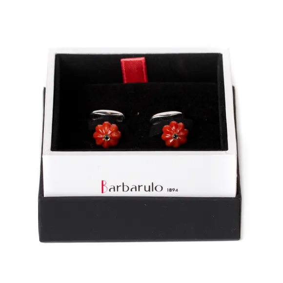 Cufflinks "Coral Flower Diamond" Made Of Sterling Silver - Purely Hand
