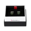 Cufflinks "Jade Flower Diamond" Made Of Sterling Silver - Purely Handc