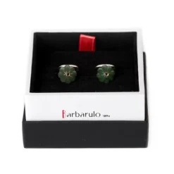 Cufflinks "Jade Flower Diamond" Made Of Sterling Silver - Purely Handc