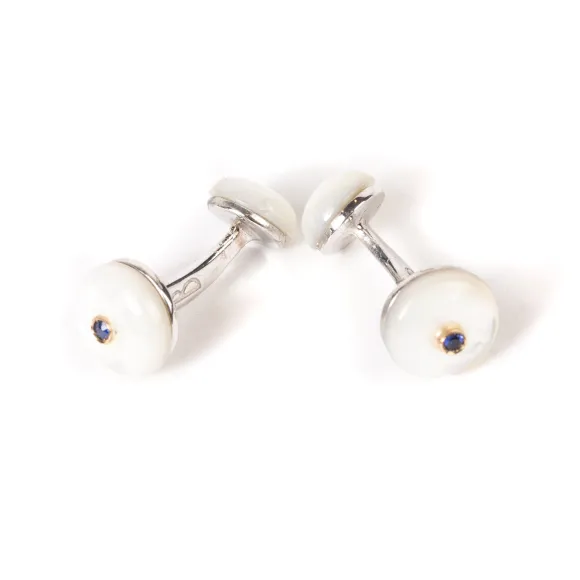 Cufflinks "Mother Of Pearl" Made Of Sterling Silver - Purely Handcraft