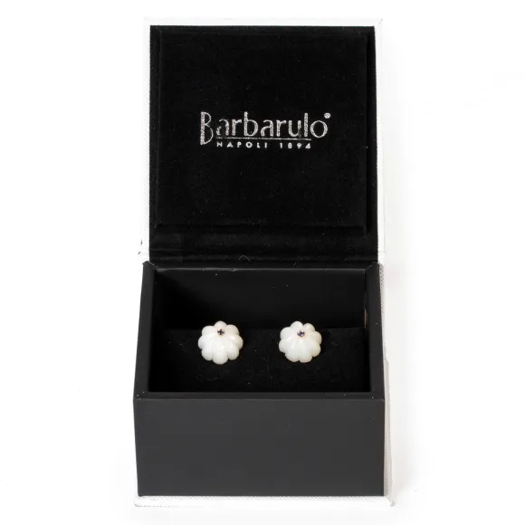Cufflinks "Mother Of Pearl With Sapphires" Made Of Sterling Silver - P