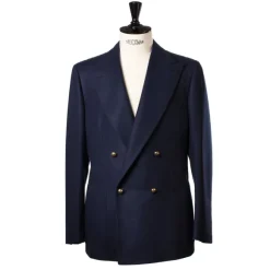 Dark Blue Blazer "Club Oro" Made Of A Wool Flannel From Fox Brother'S