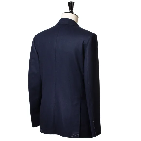 Dark Blue Blazer "Club Oro" Made Of A Wool Flannel From Fox Brother'S
