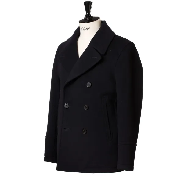Dark Blue Caban Jacket "Amalfi" Made Of Water Repellent Wool