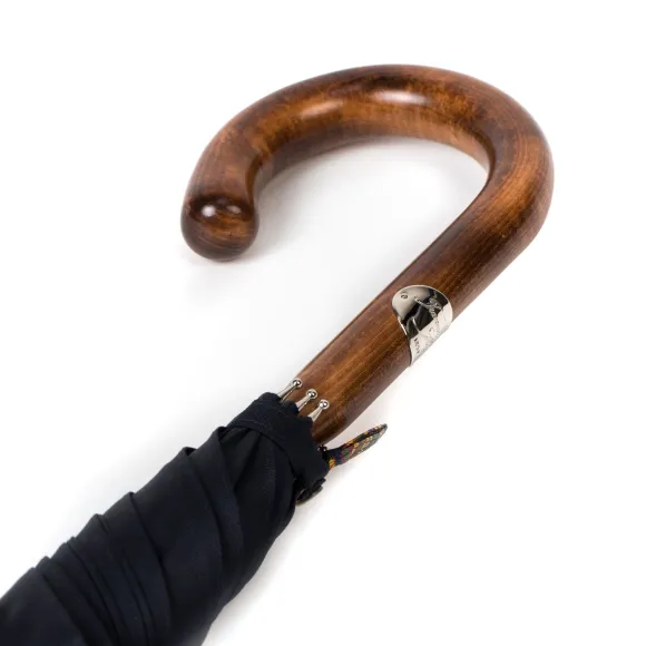 Dark Blue Cane Umbrella "Lord" With Polished Maple Handle