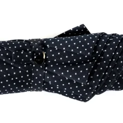 Dark Blue Dotted Umbrella "Traveller" With Bamboo Handle