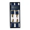 Dark Blue Elastic Pants Straps "X Back Gold" With Clips