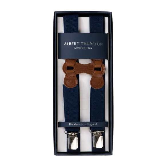 Dark Blue Elastic Suspenders "Infinity" With Clips