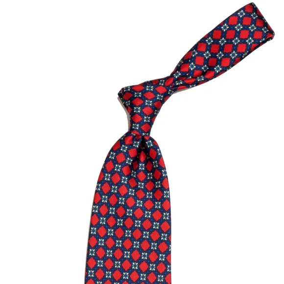 Dark Blue Patterned Silk Tie