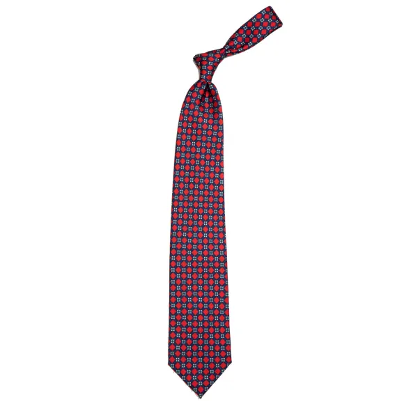 Dark Blue Patterned Silk Tie