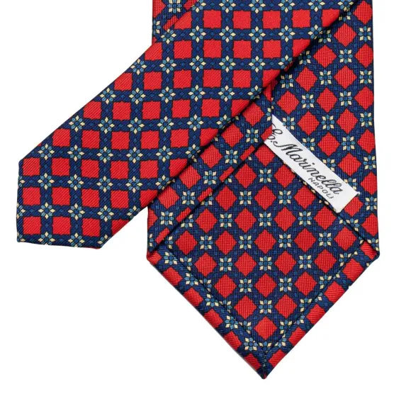 Dark Blue Patterned Silk Tie