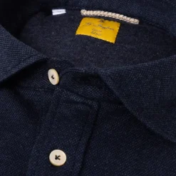Dark Blue Polo Shirt "Jfk" Made Of Cotton And Cashmere - Purely Handcr
