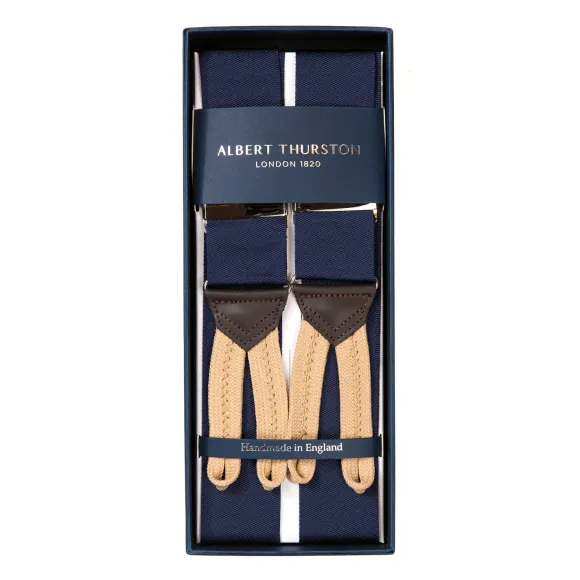 Dark Blue "Rigid Plain" Suspenders To Button