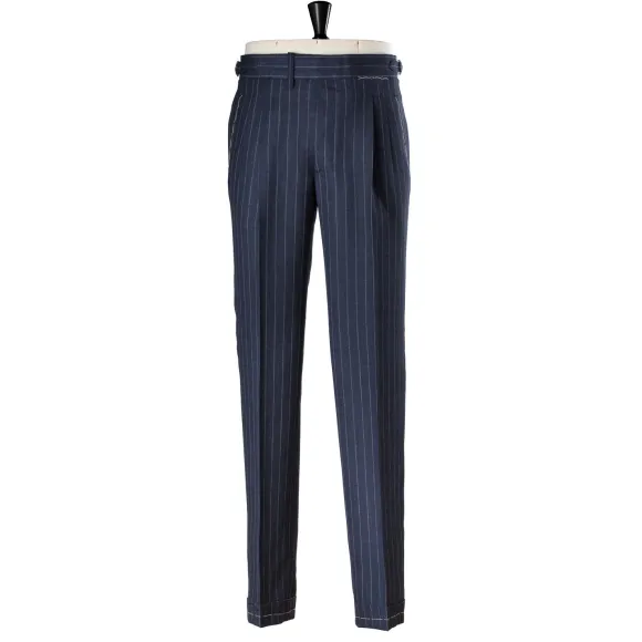 Dark Blue Suit "Avvocato" Made Of English High Twist Wool - Purely Han