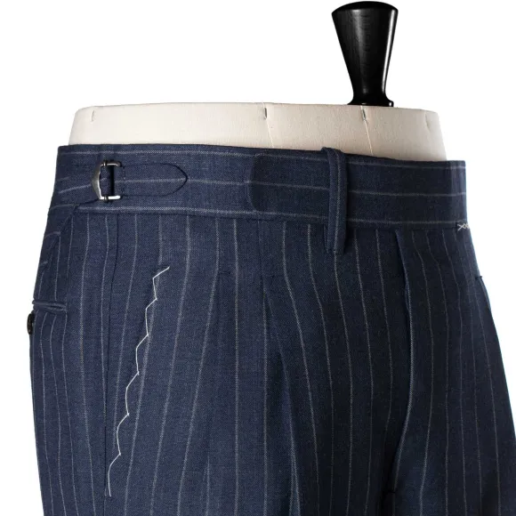 Dark Blue Suit "Avvocato" Made Of English High Twist Wool - Purely Han