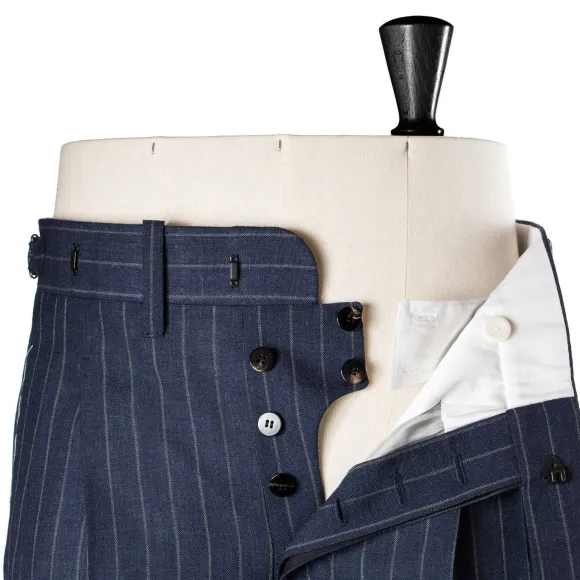 Dark Blue Suit "Avvocato" Made Of English High Twist Wool - Purely Han