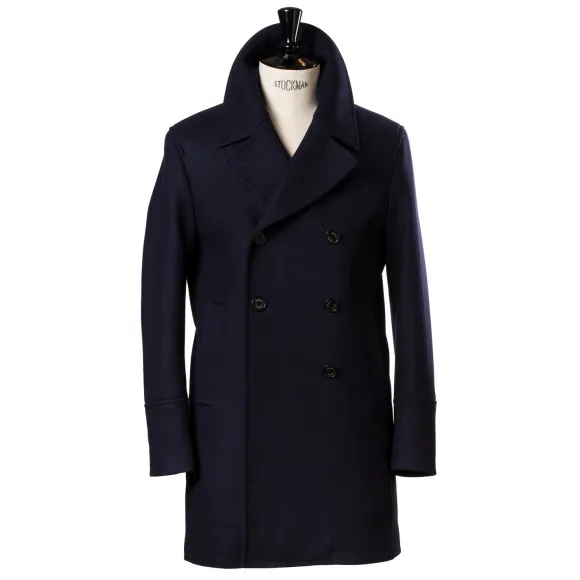 Dark Blue Wool Pea Coat "Genova"