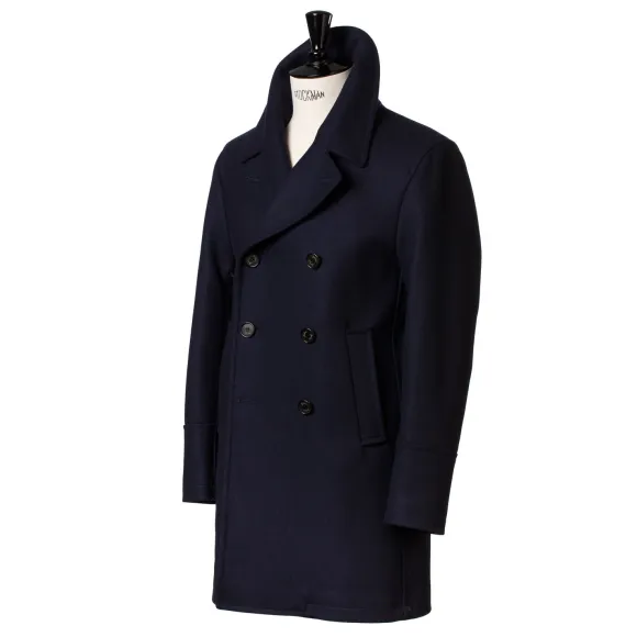 Dark Blue Wool Pea Coat "Genova"