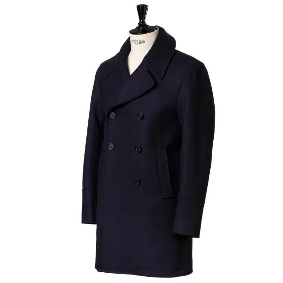 Dark Blue Wool Pea Coat "Genova"