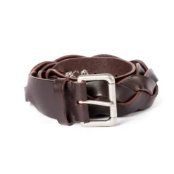 Dark Brown Braided Belt Made Of Saddle Leather
