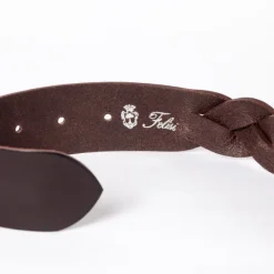 Dark Brown Braided Belt Made Of Saddle Leather