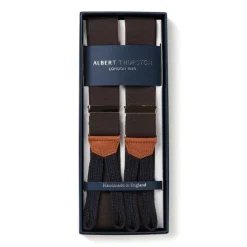 Dark Brown Elastic Braces To Button