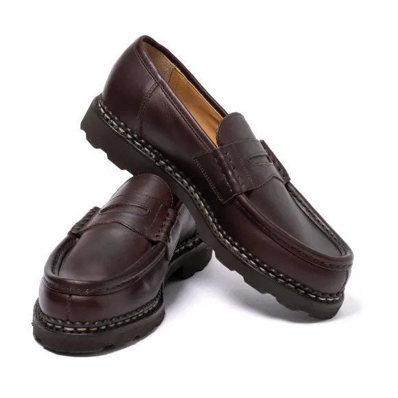 Dark Brown "Reims" Waxed Calfskin Loafer