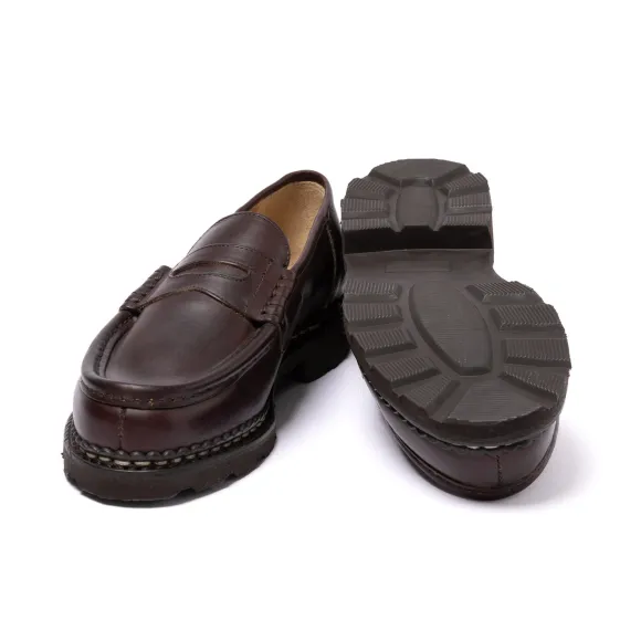 Dark Brown "Reims" Waxed Calfskin Loafer