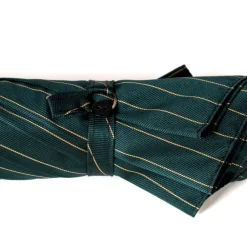 Dark Green Striped Umbrella "Traveler" With Bamboo Handle
