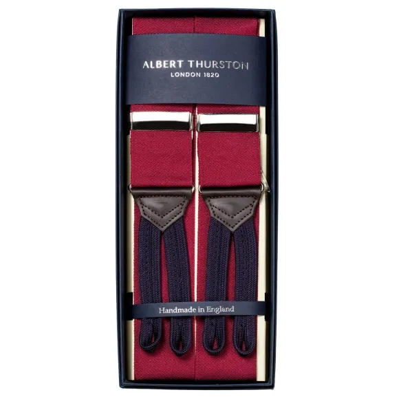 Dark Red Suspenders "Rigid Plain" To Button