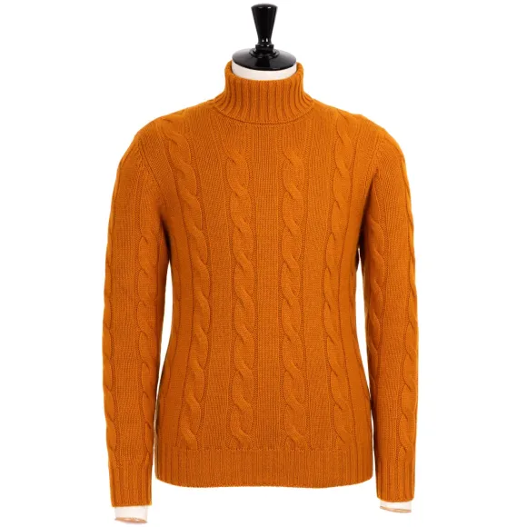 Delle Alpi Torino" Turtleneck Sweater In Pure Cariaggi Cashmere - Hand