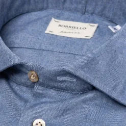 Denim Blue Sports Shirt "Cash-Bone" Made Of Fine Luxury-Flannel - Line