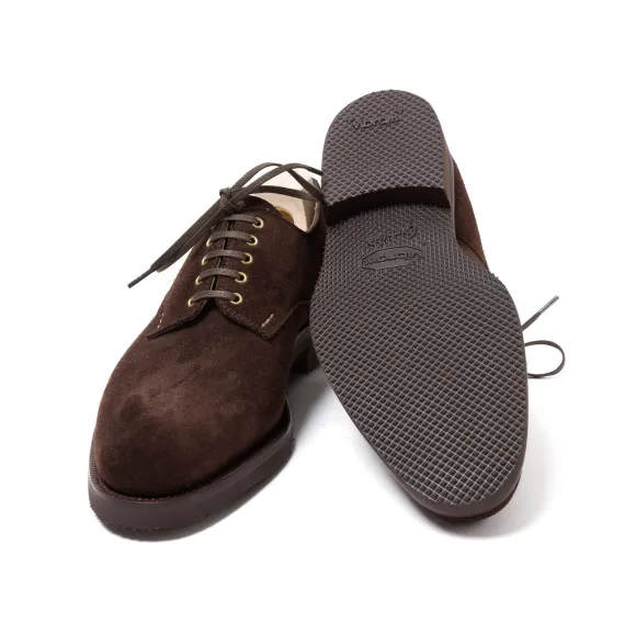 Derby "Blucher" Made Of Dark Brown Suede Leather - Pure Handwork