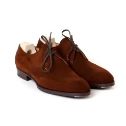 Derby "2 Eyelet-Blucher" Made From Rust-Brown Rough Leather - Purely H