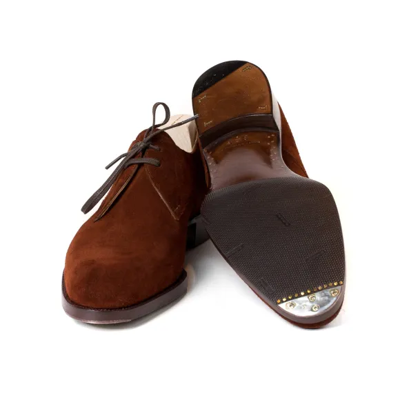 Derby "2 Eyelet-Blucher" Made From Rust-Brown Rough Leather - Purely H