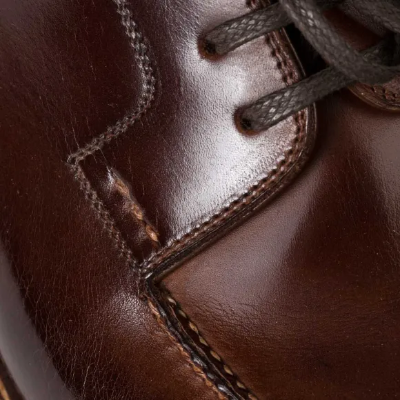 Derby "Norvegian Split Toe" Made Of Brown Calfskin - Hand-Colored