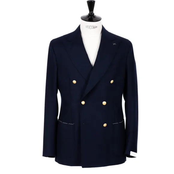 Double Breasted Jacket "Blazer Dorato" In Wool And Cashmere - Handmade