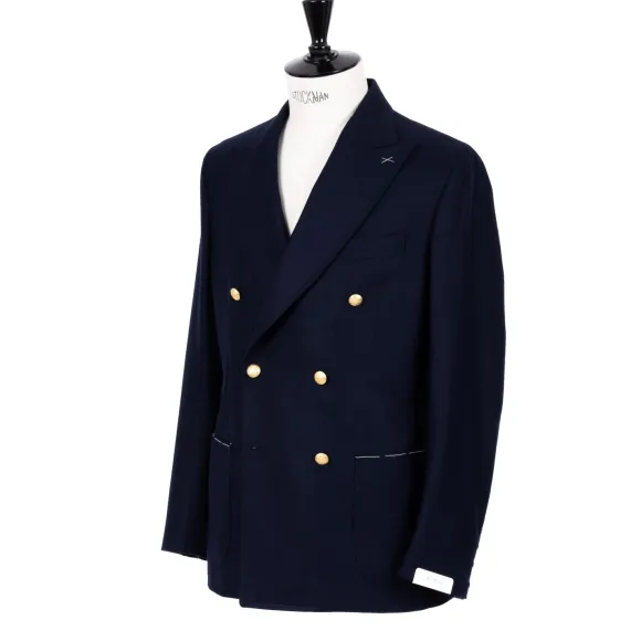 Double Breasted Jacket "Blazer Dorato" In Wool And Cashmere - Handmade