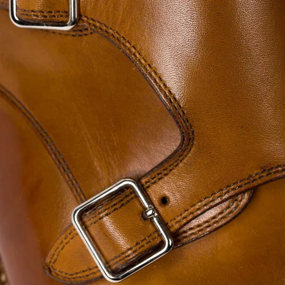 Double Monk In Light Brown Calfskin - Purely Handcrafted