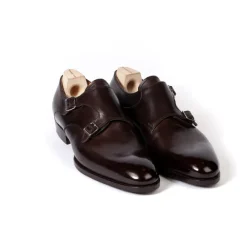 Double Monk Made Of Dark Brown Calfskin - Hand-Colored