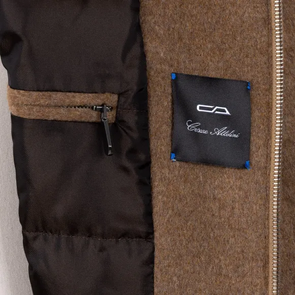 Down Jacket "Bomber Di Lusso" In Pure Cashmere - Handmade