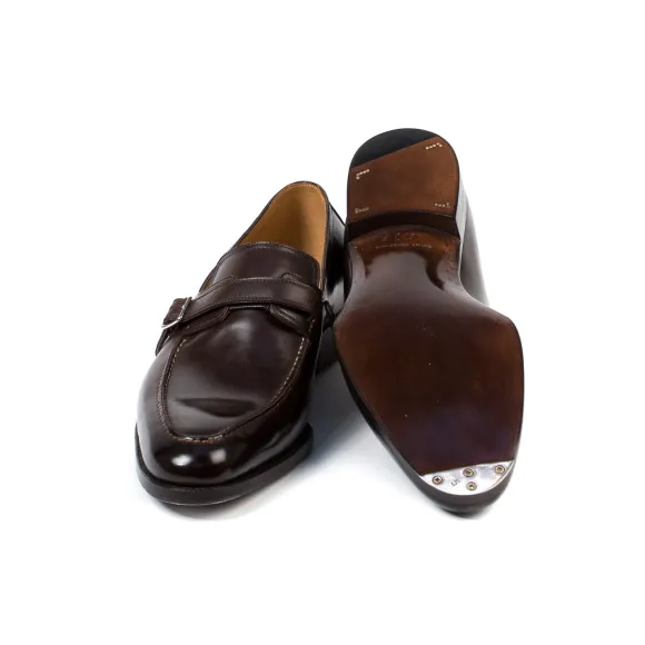 Dress Loafer "Buckle" Made Of Dark Brown Calfskin - Purely Handcrafted