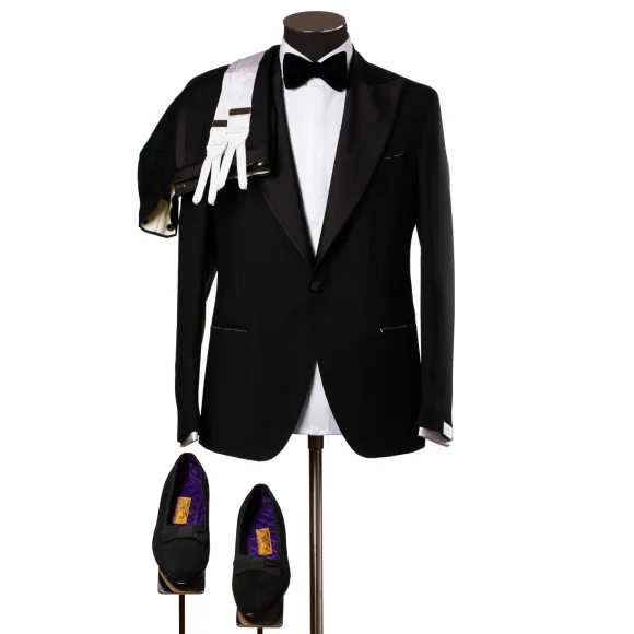 English Wool Blend Tuxedo "Mixed Barathea" - Handmade